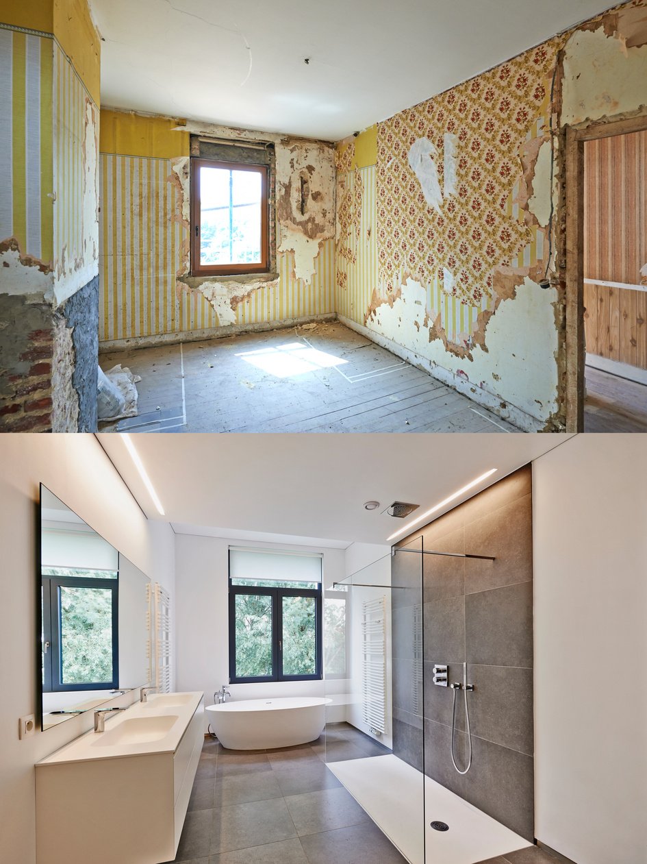 Renovation of a bathroom Before and after